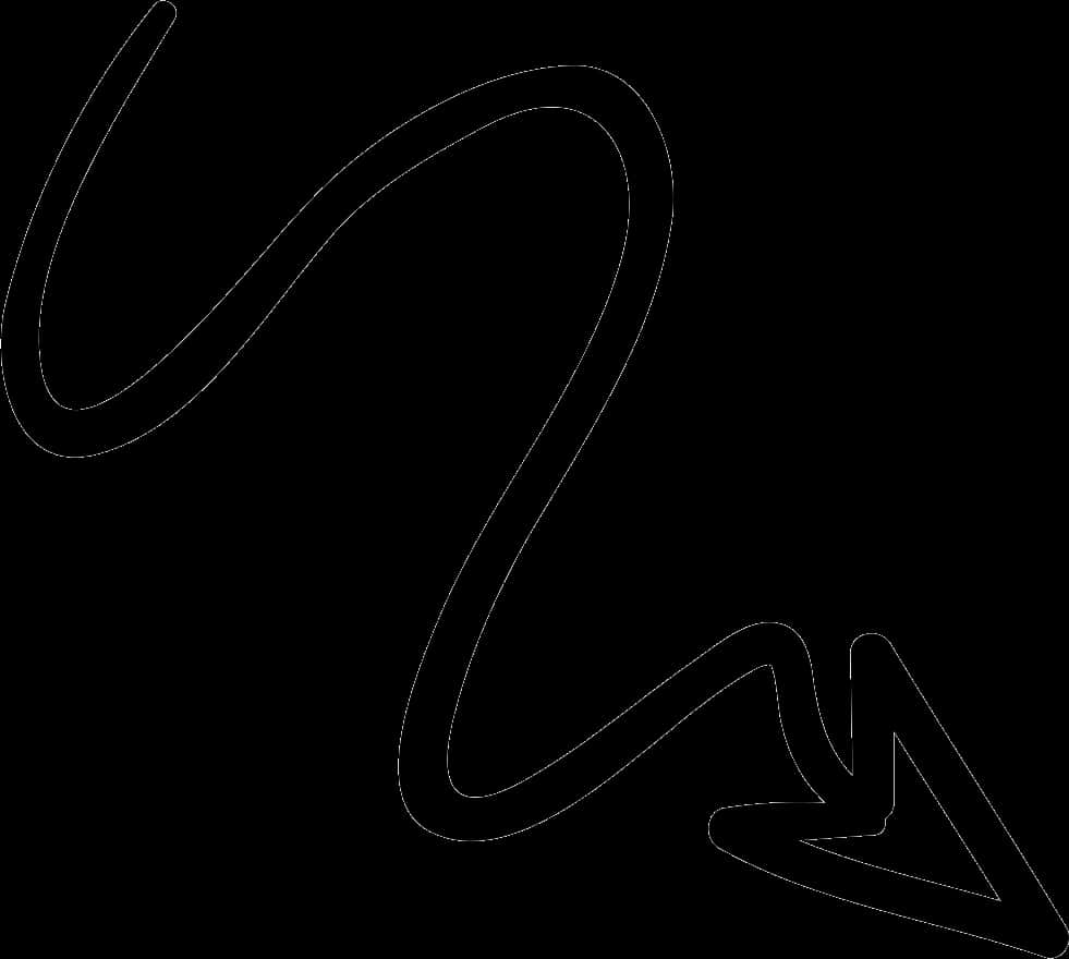Scribble 桌布 壁紙 — 黑色背景上彎曲箭頭的極簡白色線條畫。