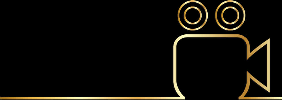 Gold Line 桌布 壁紙 — 黑色背景上復古底片相機的簡約金色輪廓。