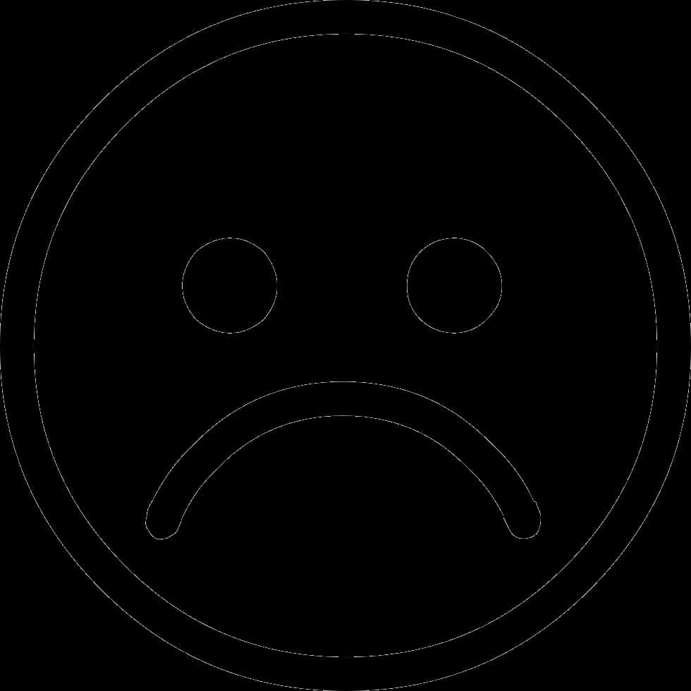 Pain 桌布 壁紙 — 黑色背景上悲傷臉孔的極簡白色輪廓，嘴巴向下。