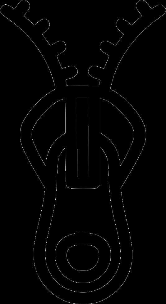 Zipper 桌布 壁紙 — 黑色背景上拉鍊的極簡白色線條畫。