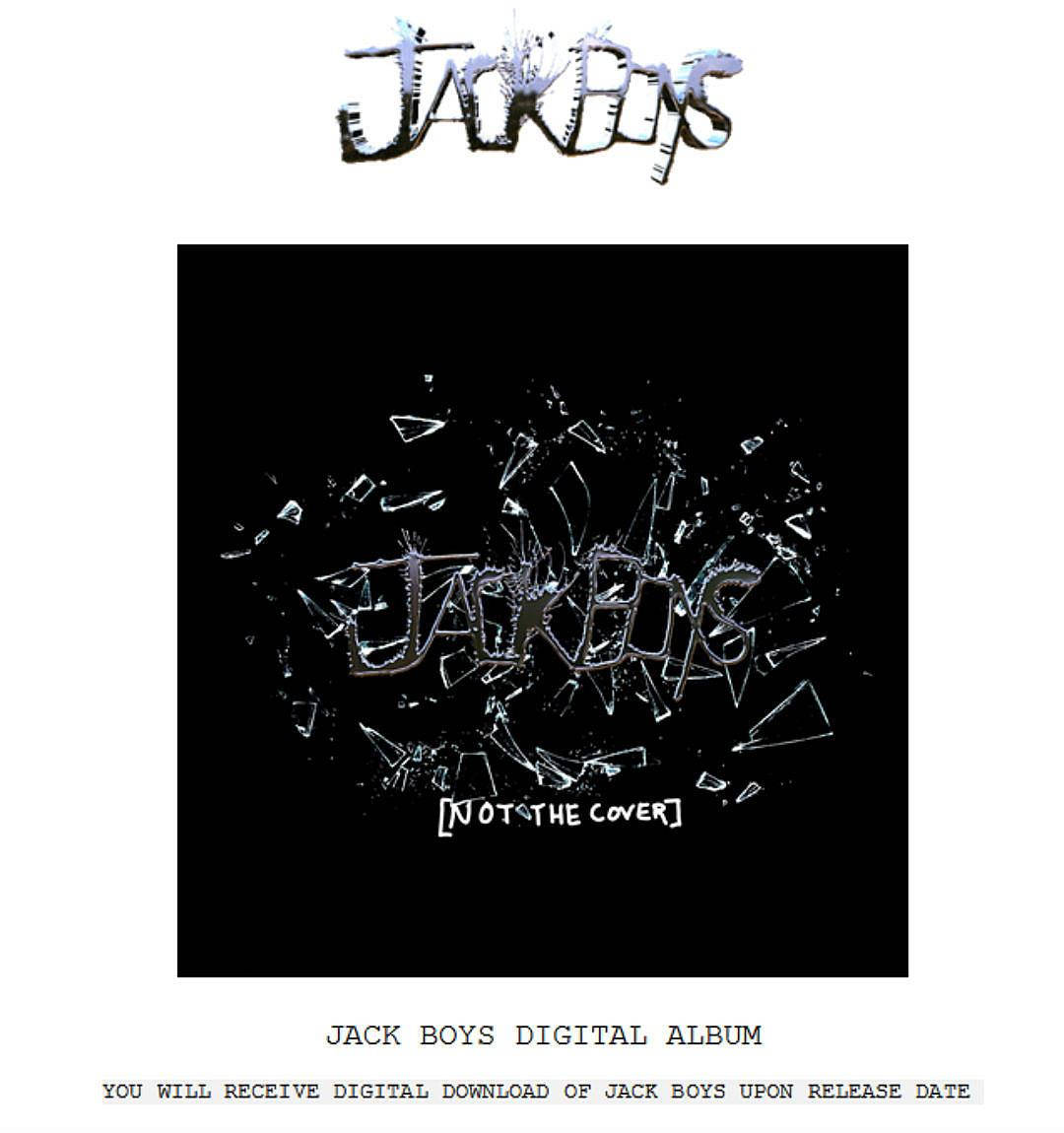 崔維斯·史考特 桌布 壁紙 — 黑色背景上拼寫「JACK BOYS」的碎玻璃效果，並附有文字表示這不是專輯封面。
