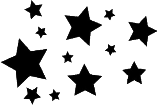 星星 桌布 壁紙 — 黑色背景上散落著各種尺寸的發光白色輪廓星星。