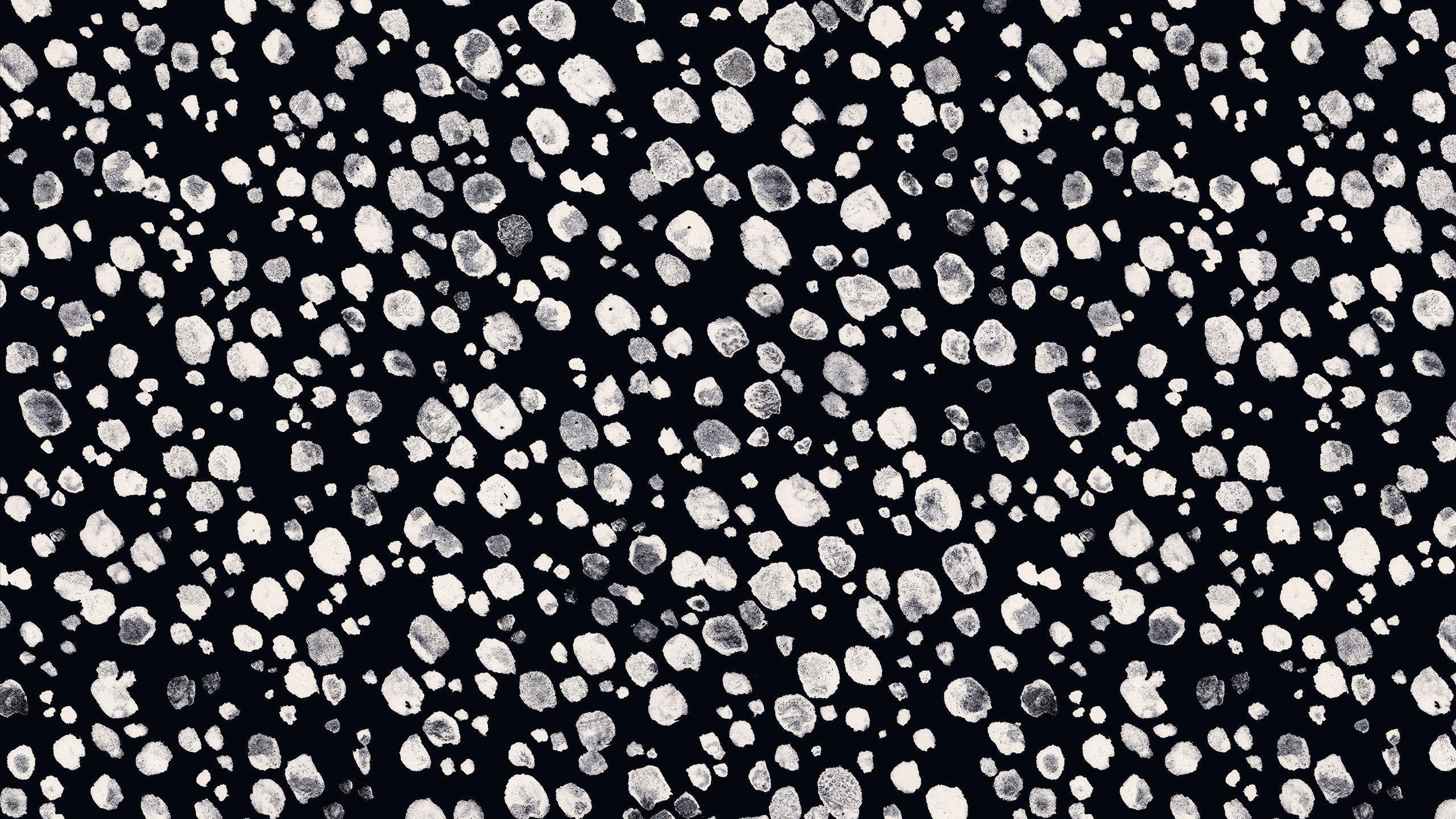 Dot 桌布 壁紙 — 黑色背景上散落著白色紋理點，類似油漆飛濺或雪花。