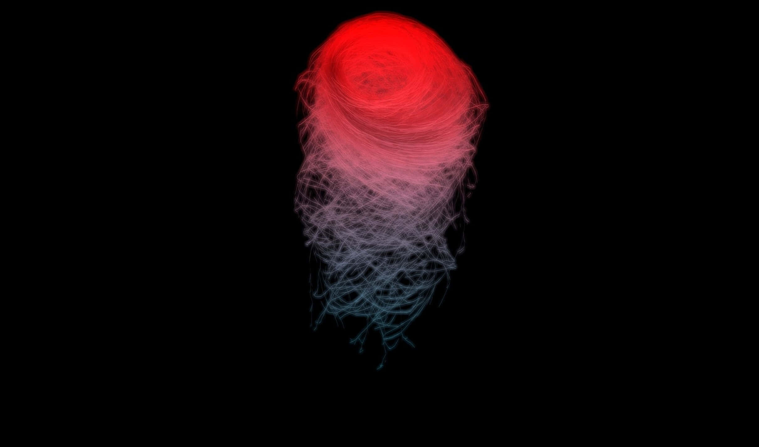 2440x1440 Amoled 桌布 壁紙 — 黑色背景上發光的紅色和藍色抽象光跡漩渦。