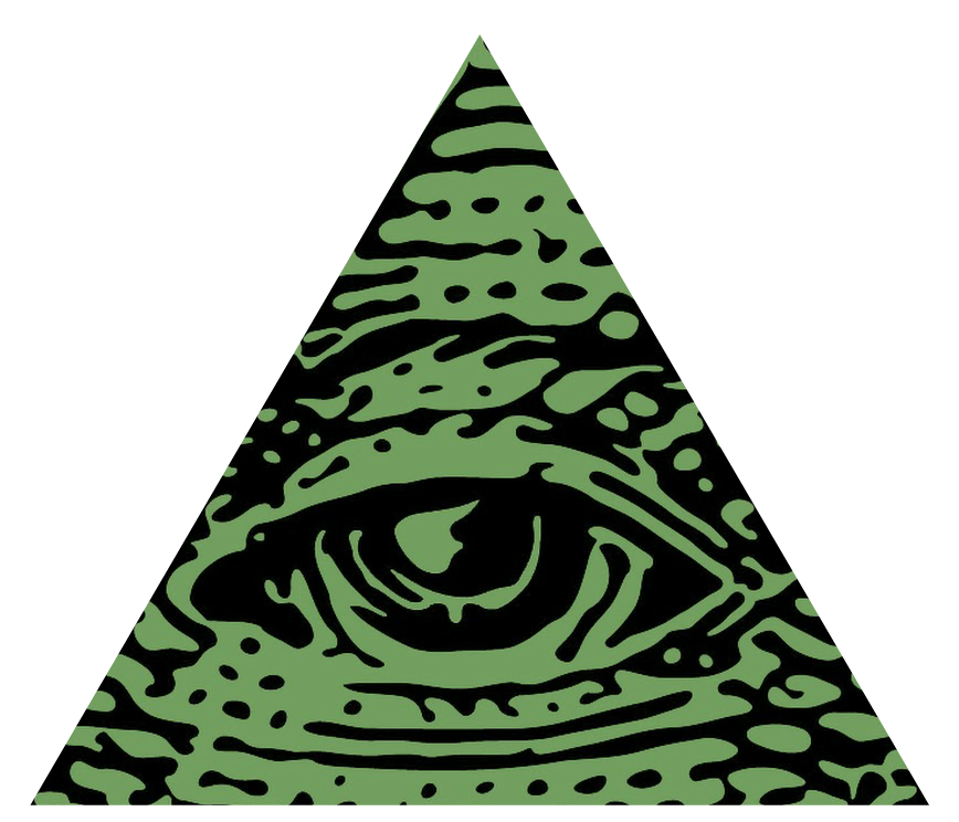 illuminati 桌布 壁紙 — 黑色背景上白色三角形內的一個綠色紋理眼睛。