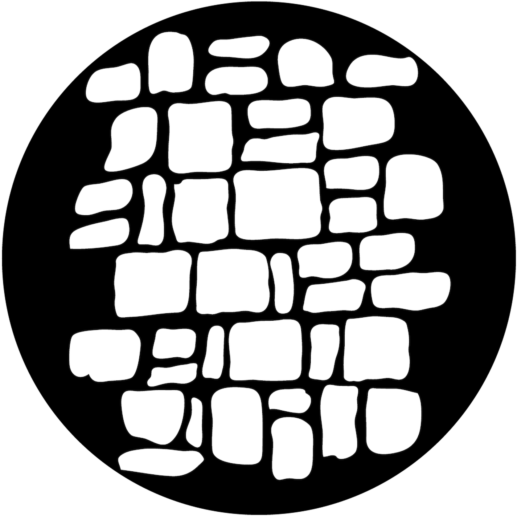 Cobblestone 桌布 壁紙 — 黑色背景上白色不規則形狀以網格排列的抽象圖案。