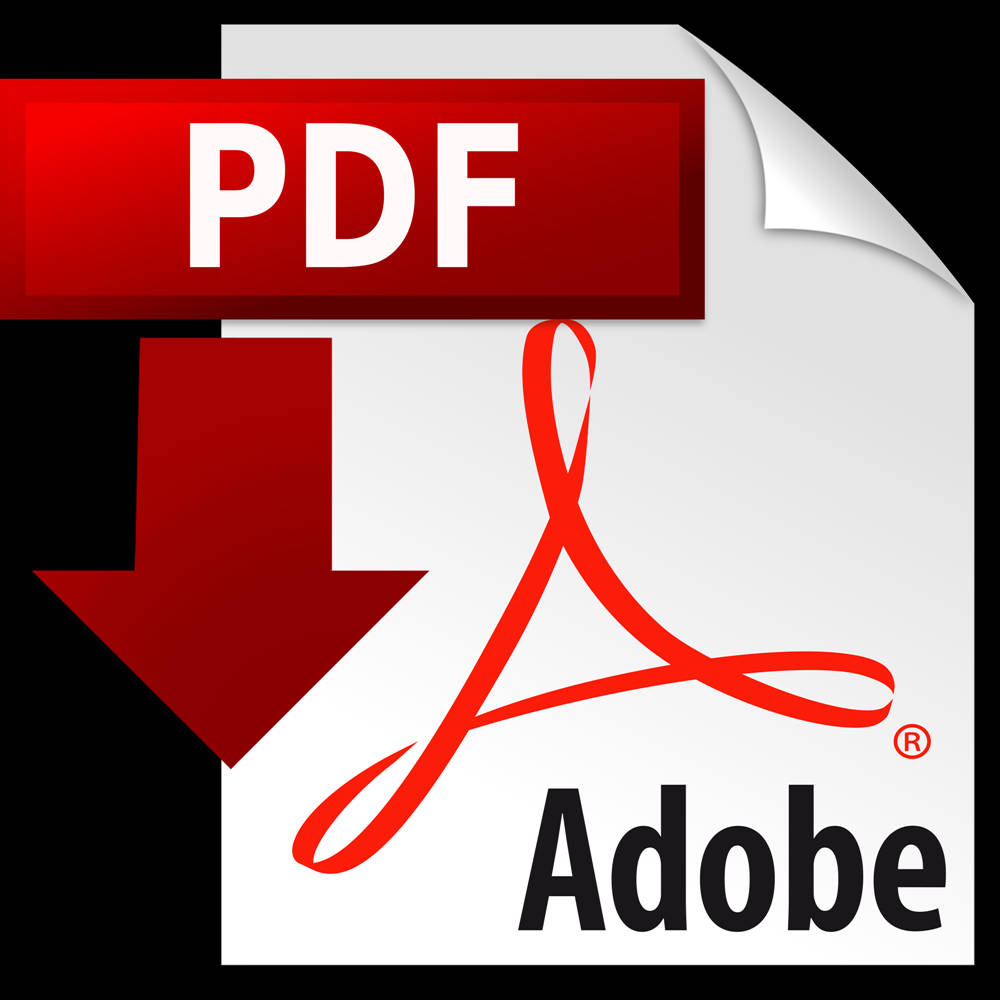 標誌 桌布 壁紙 — 黑色背景上白色紙張帶有紅色向下箭頭的Adobe PDF檔案圖示。