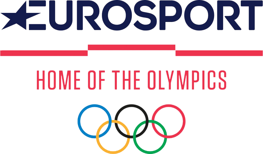 奧運 桌布 壁紙 — 黑色背景上的Eurosport標誌，帶有奧運五環和標語。