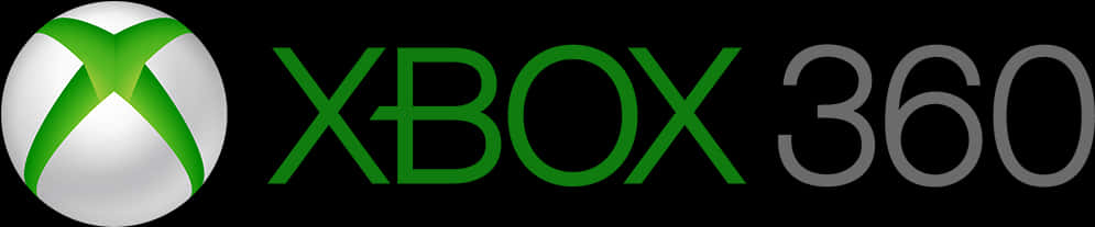 Xbox 桌布 壁紙 — 黑色背景上的Xbox 360標誌，帶有綠色X標誌和文字。