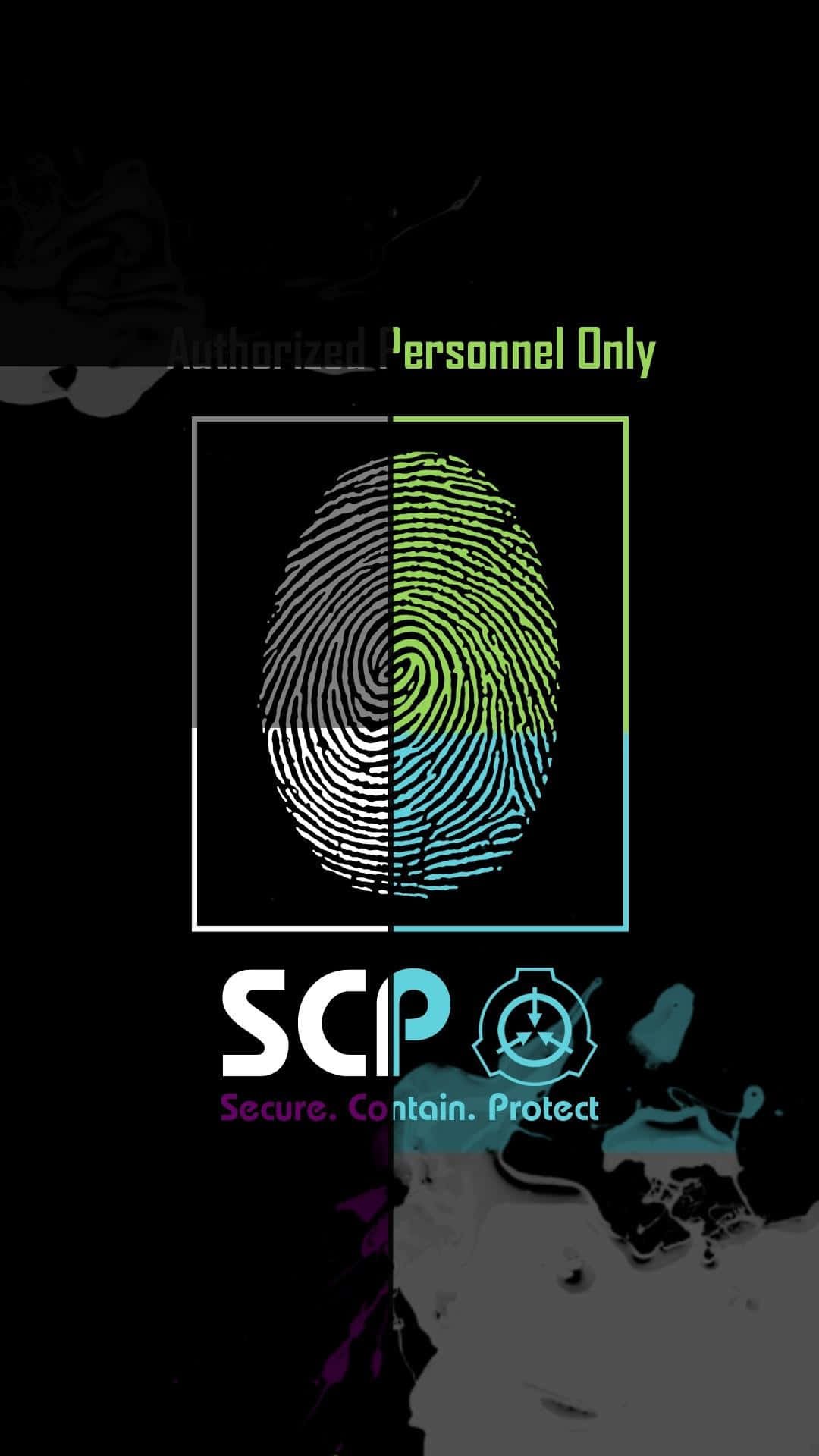 黑色背景上的指紋與文字scip 壁紙