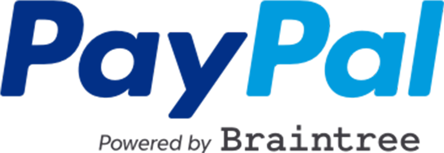 PayPal 桌布 壁紙 — 黑色背景上的漸變藍色PayPal標誌，下方有「Powered by Braintree」文字。