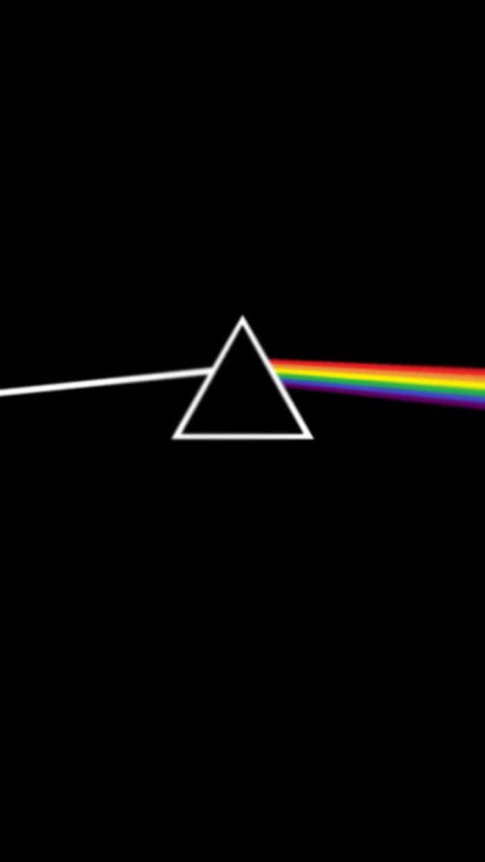 Dark Side Of The Moon 桌布 壁紙 — 黑色背景上的白色三角形將光束分裂成鮮豔的彩虹光譜。