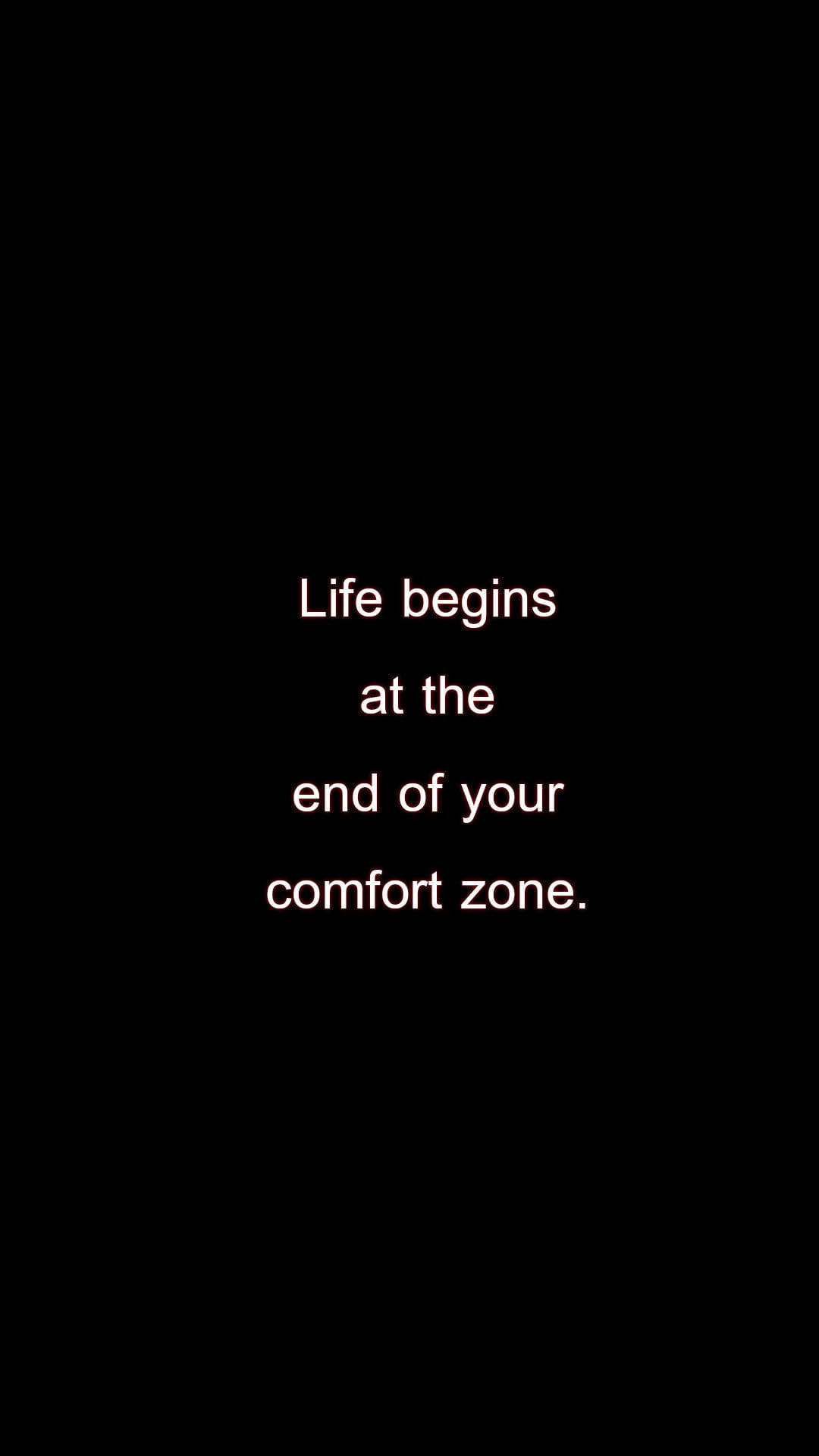 Inspirational Quotes 桌布 壁紙 — 黑色背景上的白色文字寫著「人生始於你舒適區的盡頭」。