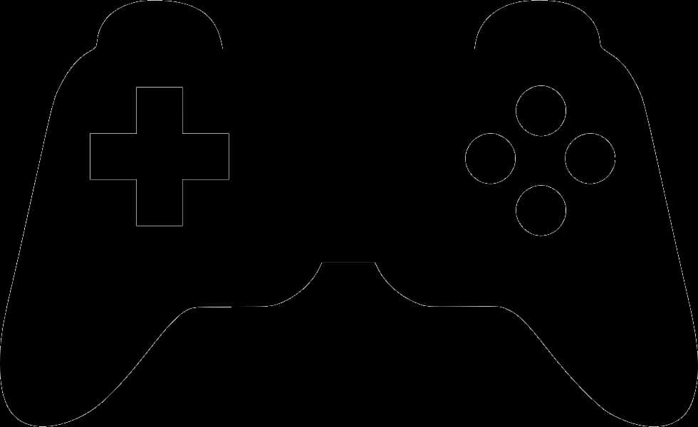 Game Icon 桌布 壁紙 — 黑色背景上的簡約白色遊戲手把輪廓。
