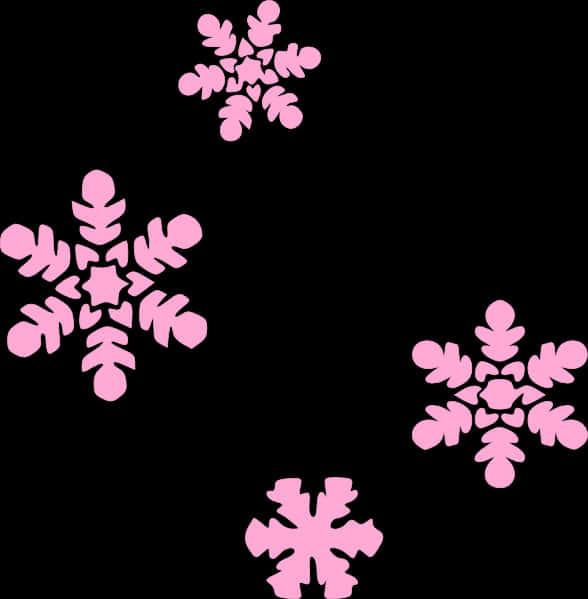 黑色背景上的粉色雪花 壁紙