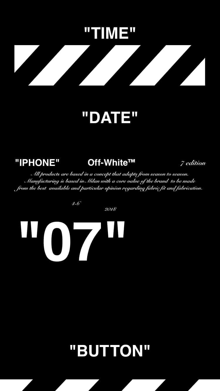 Off White 桌布 壁紙 — 黑色背景上的粗體白色文字和幾何形狀營造出極簡科技主題設計。