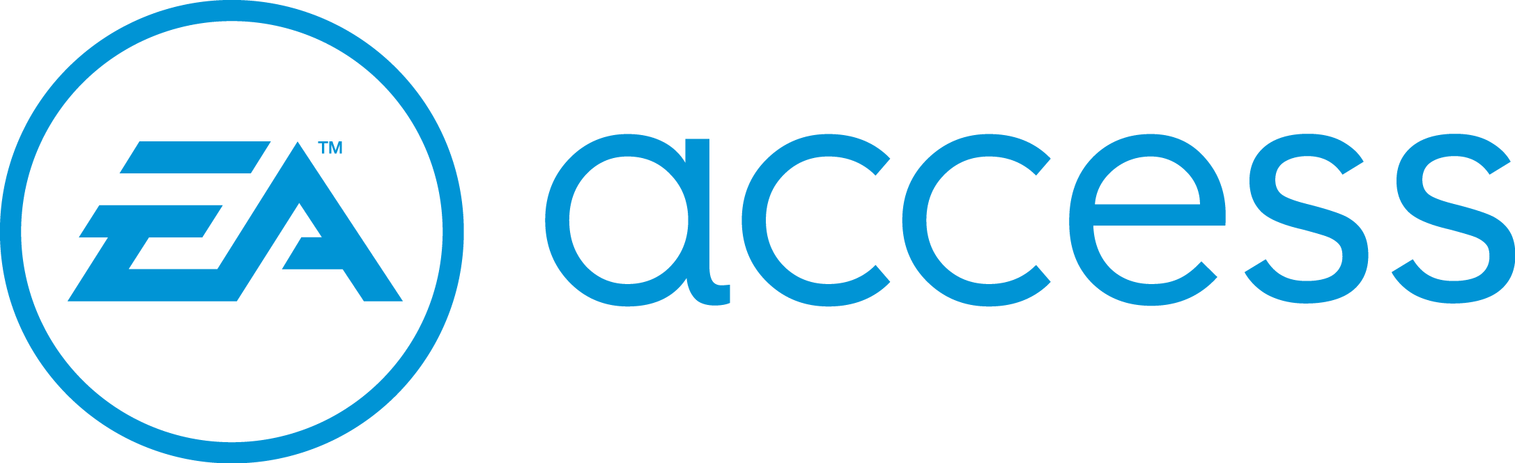 極速快感 回報 桌布 壁紙 — 黑色背景上的藍色 EA Access 標誌，帶有風格化的 EA 標誌和小寫文字。