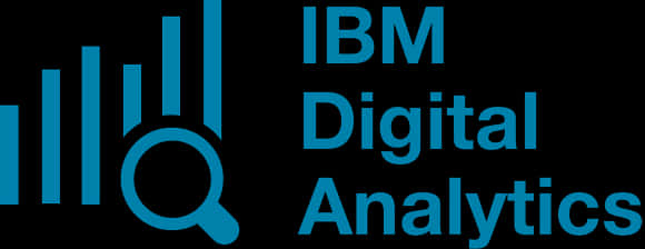 科技動圖 桌布 壁紙 — 黑色背景上的藍色 IBM Digital Analytics 標誌，帶有條形圖和放大鏡圖標。
