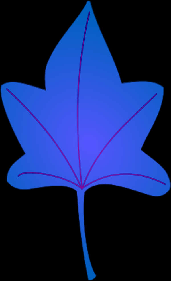 黑色背景上的藍色葉片剪影 壁紙
