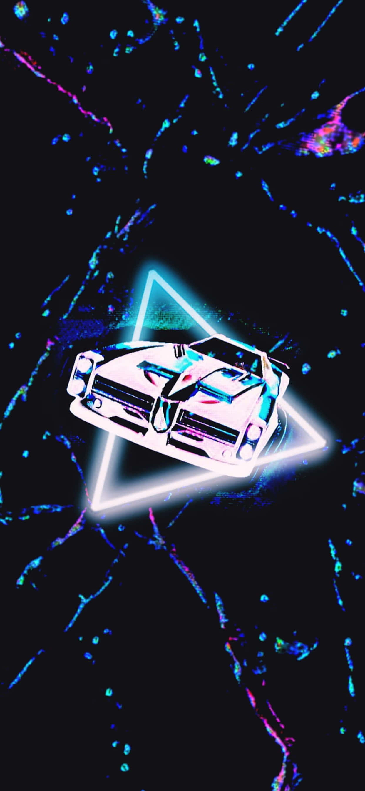 黑色背景上的霓虹車 壁紙