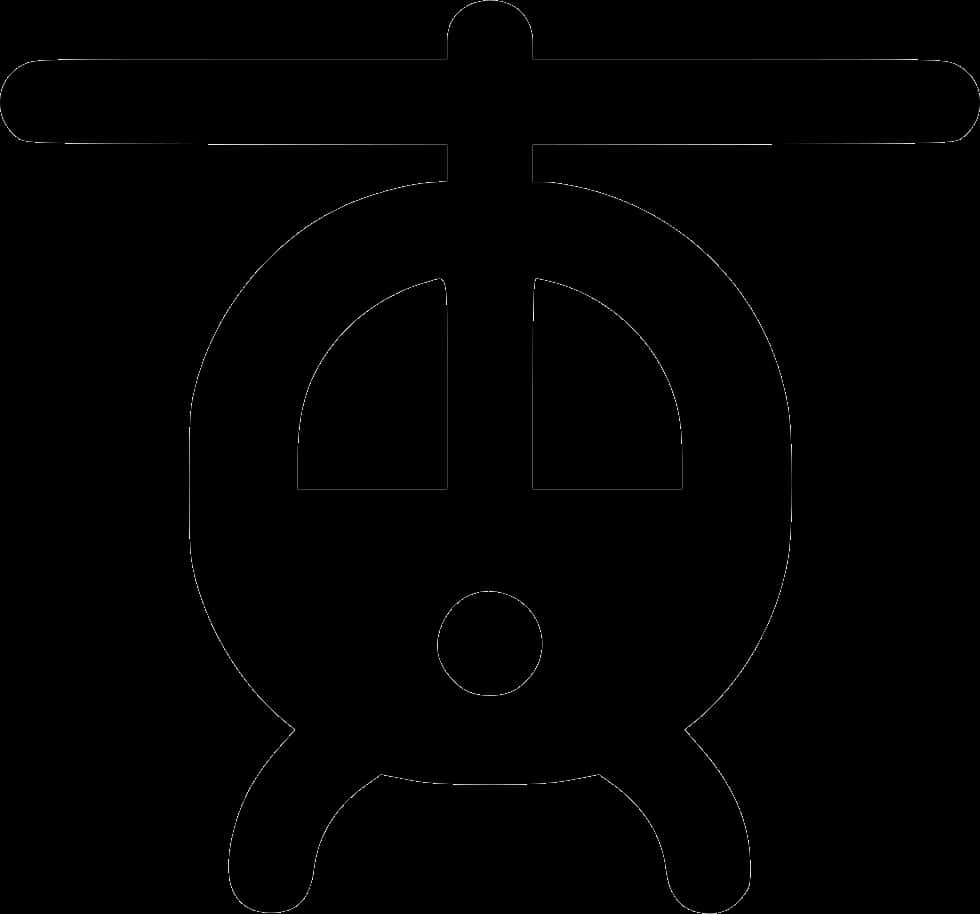 Helicopter 桌布 壁紙 — 黑色背景上簡約風格的白色線條直升機圖案。