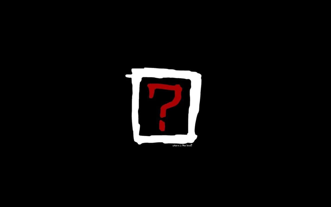 Question Mark 桌布 壁紙 — 黑色背景上粗糙白色正方形內的一個鮮紅色問號。