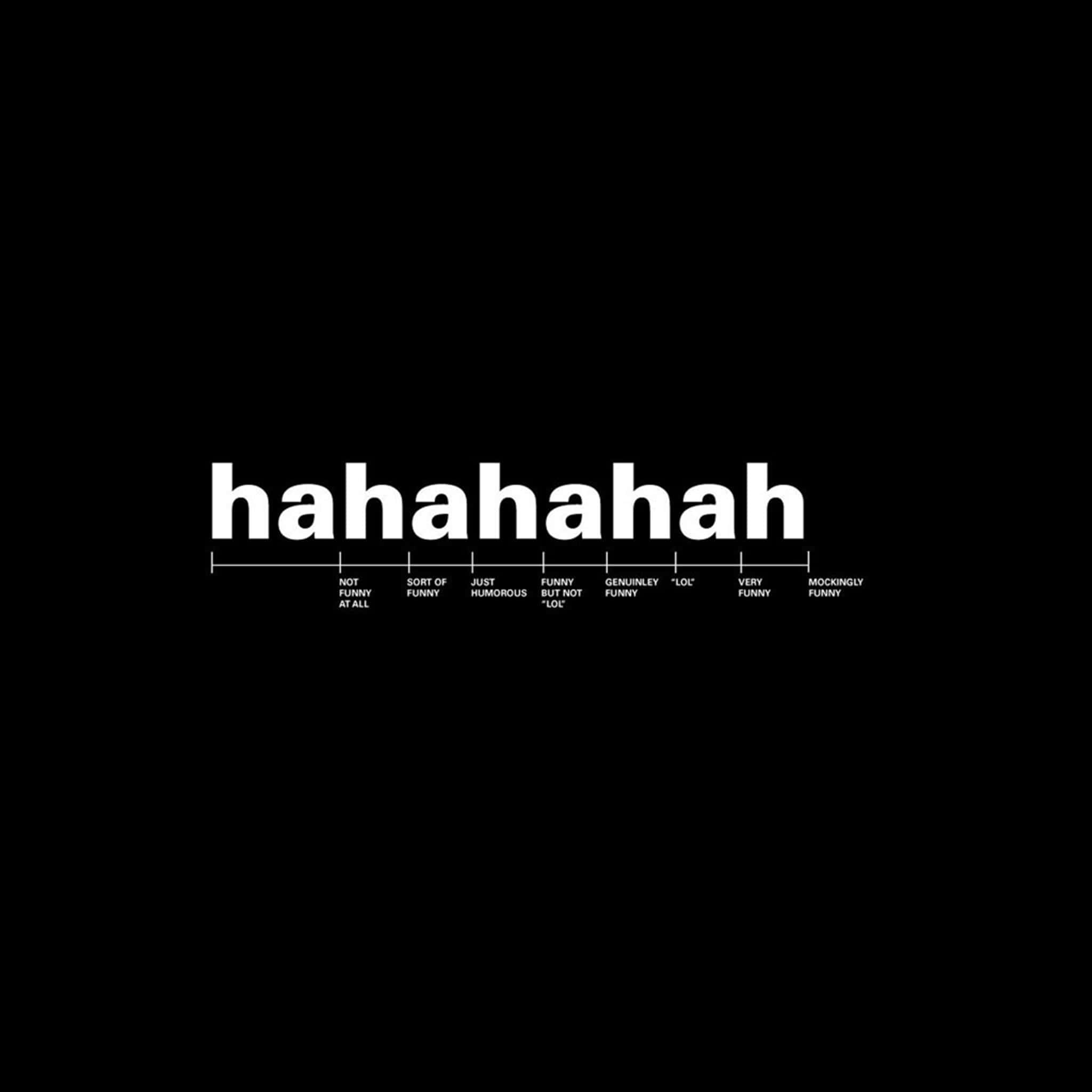 iPad Air 2 桌布 壁紙 — 黑色背景上粗體白色文字 'hahahahah'，下方有幽默量表。
