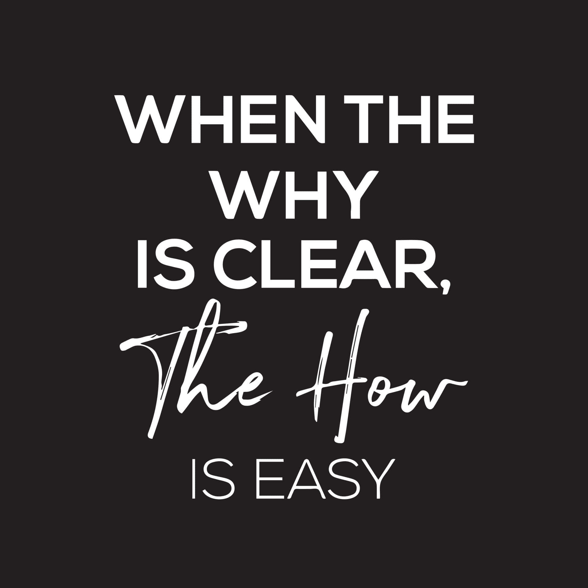 Positive Quotes 桌布 壁紙 — 黑色背景上粗體白色文字以混合字體顯示「當原因明確時，方法就簡單了」。