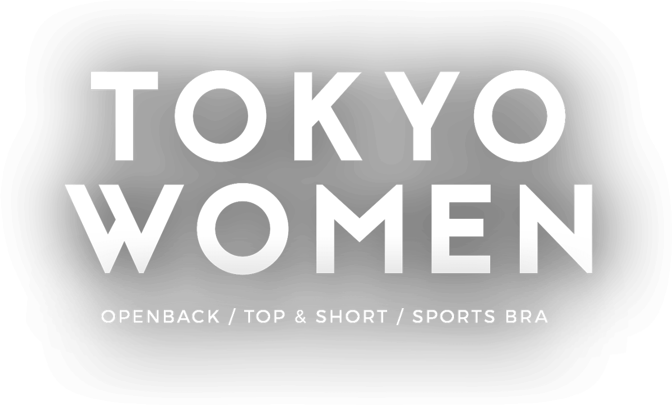 東京 桌布 壁紙 — 黑色背景上粗體白色文字顯示 TOKYO WOMEN，下方有服裝類別。