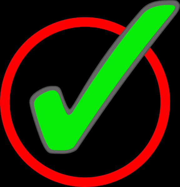Check Mark 桌布 壁紙 — 黑色背景上紅色圓圈內的粗體綠色勾號。