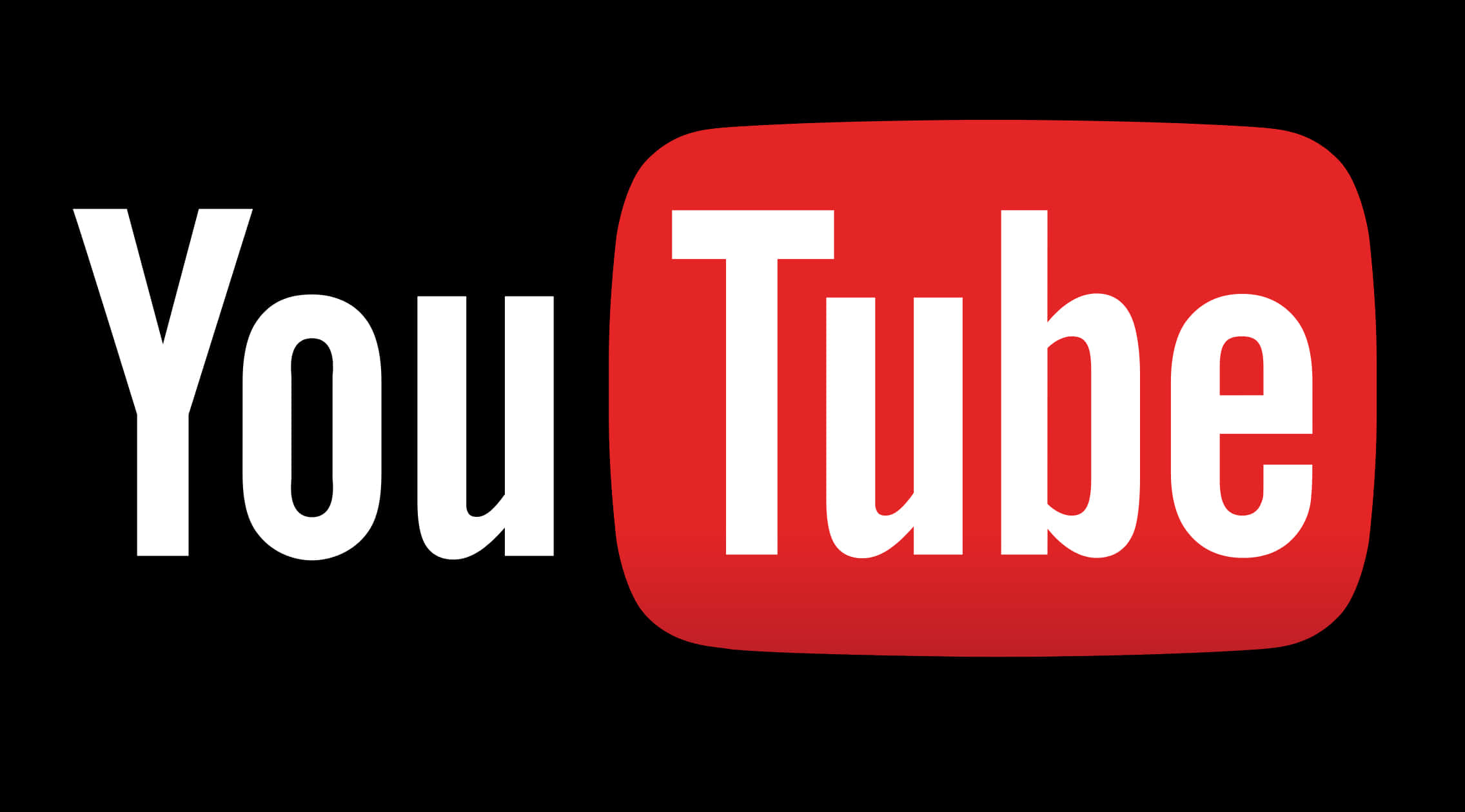 YouTube 標誌 桌布 壁紙 — 黑色背景上紅色圓角矩形內帶白色文字的YouTube標誌。