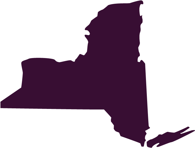 New York 桌布 壁紙 — 黑色背景上紐約州的純紫色剪影。