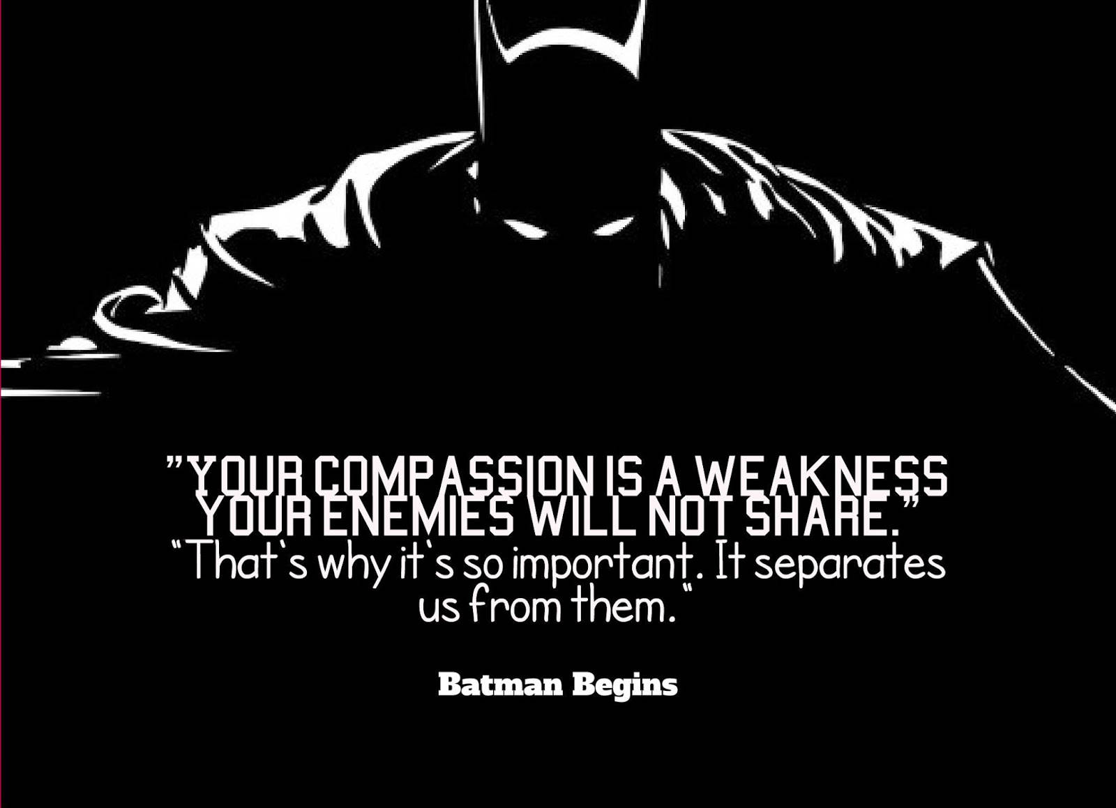 batman quotes 桌布 壁紙 — 黑色背景上蝙蝠俠的鮮明白色剪影，附有《蝙蝠俠：開戰時刻》的語錄。