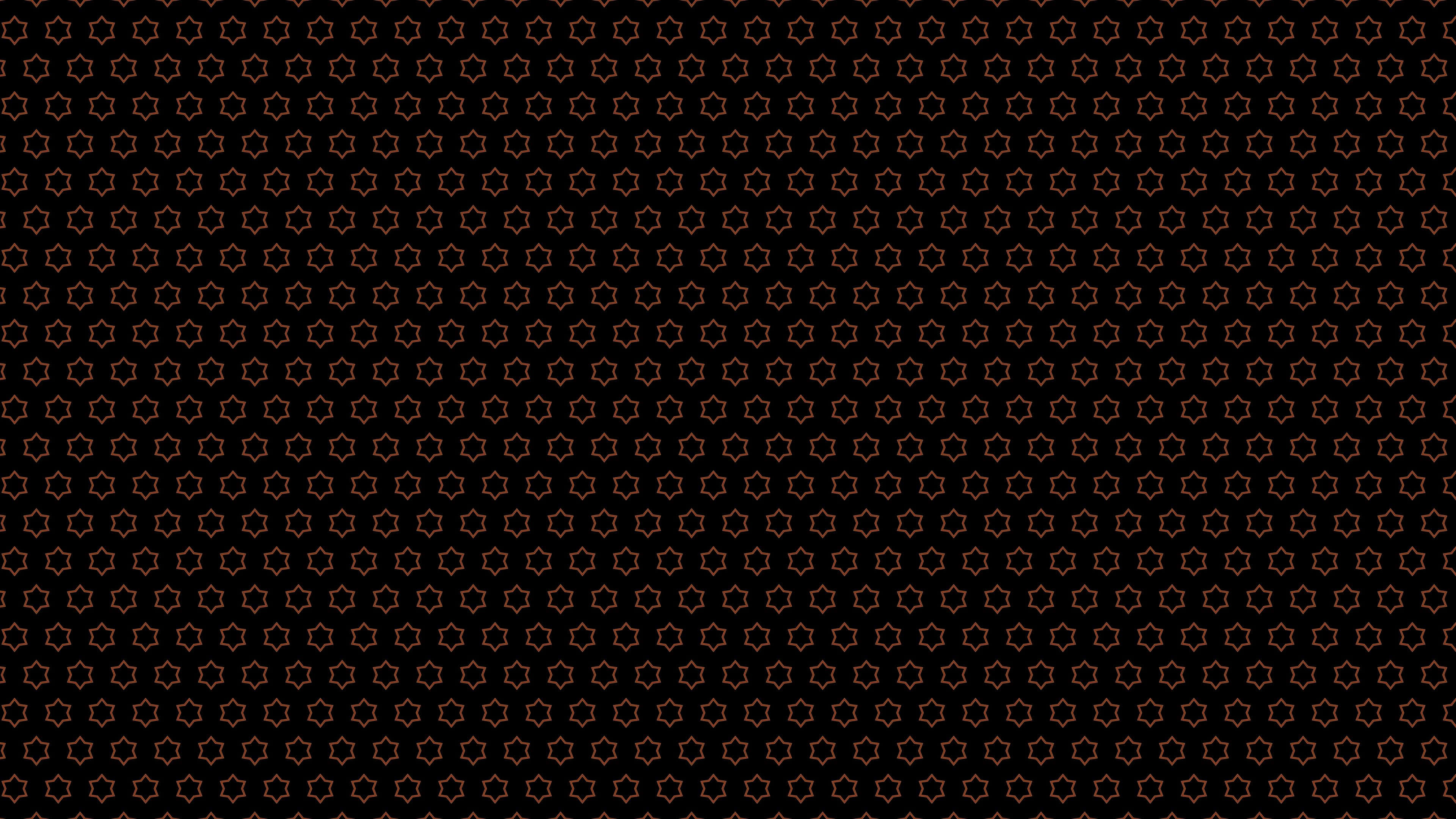 Brown Geometric 桌布 壁紙 — 黑色背景上重複的發光橙色星星圖案，營造出迷人的數位桌布。