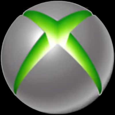 Xbox 桌布 壁紙 — 黑色背景上金屬球體上的發光綠色Xbox標誌。