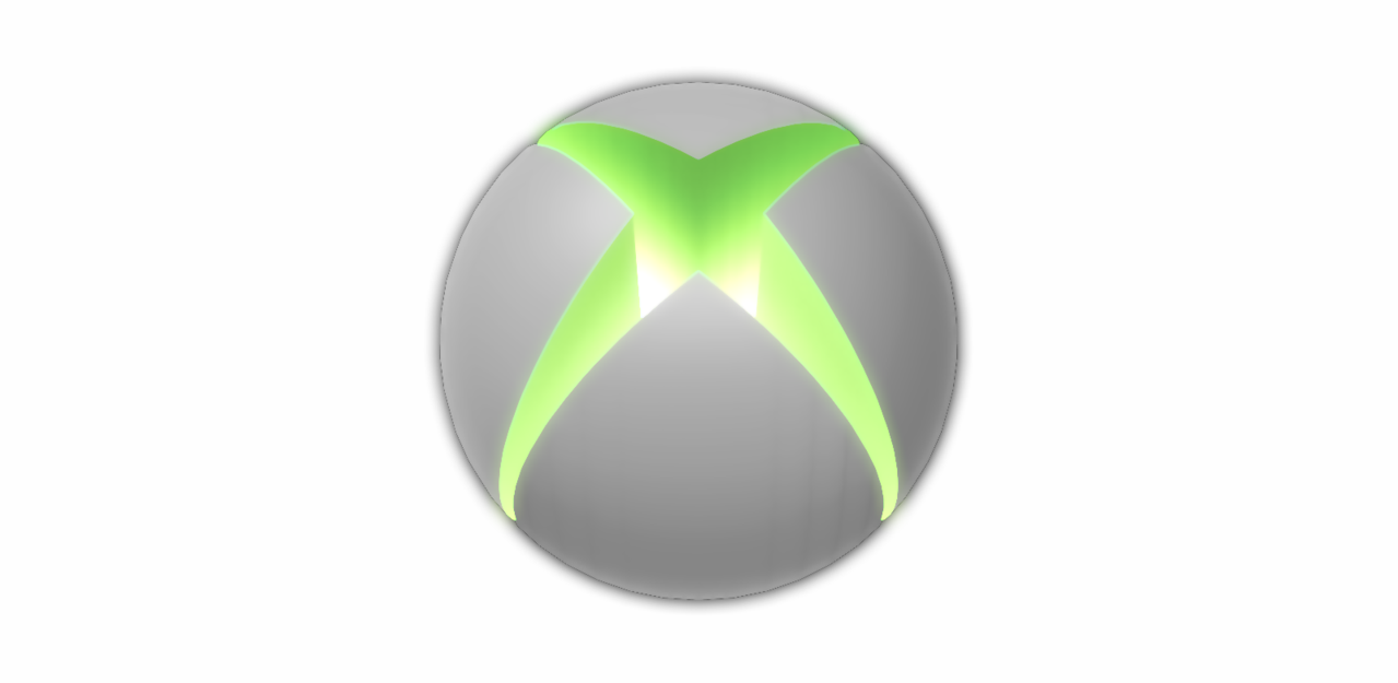 Xbox 桌布 壁紙 — 黑色背景上銀色球體上的發光綠色Xbox標誌。