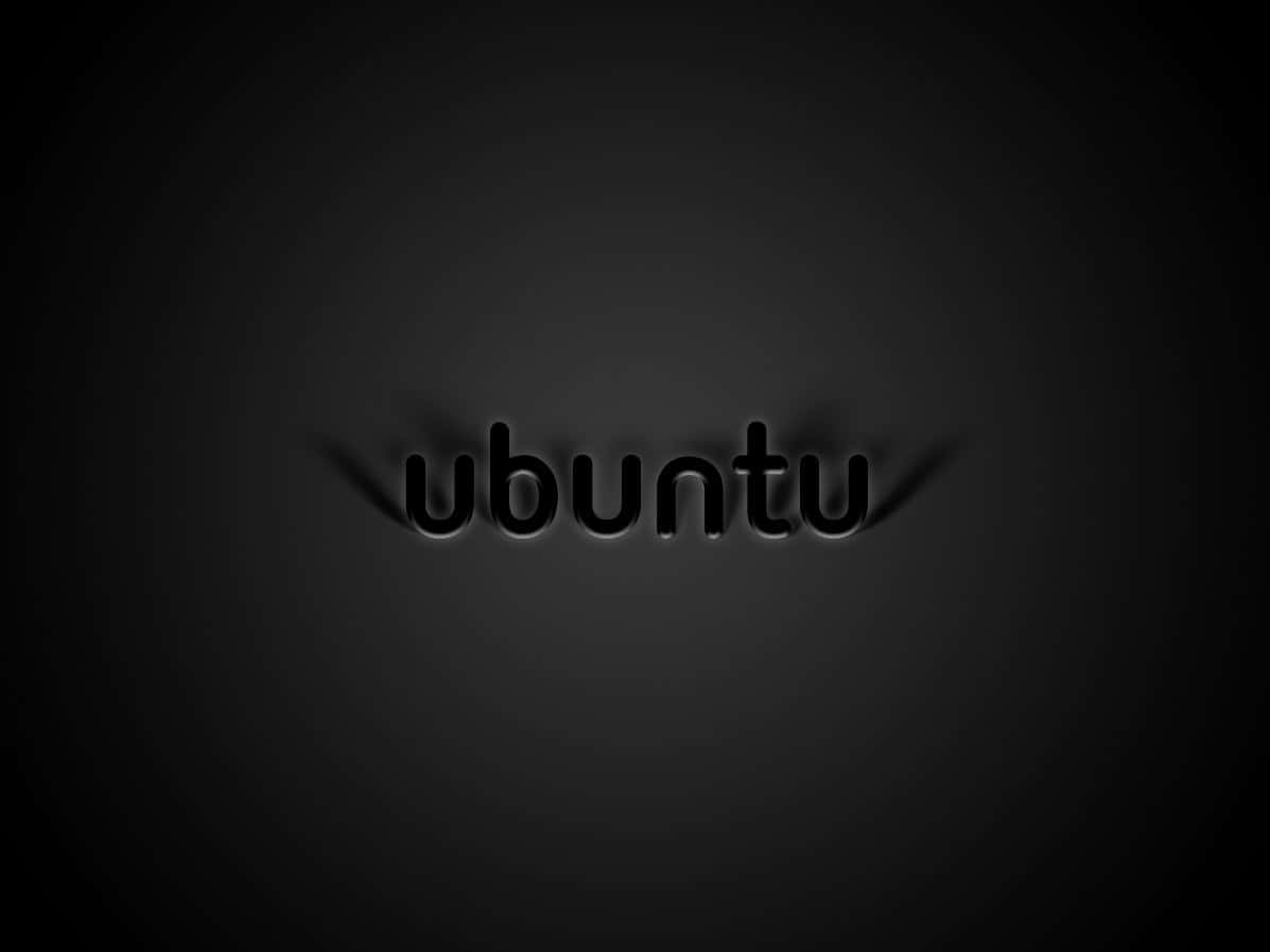 黑色背景上顯示Ubuntu字樣 壁紙