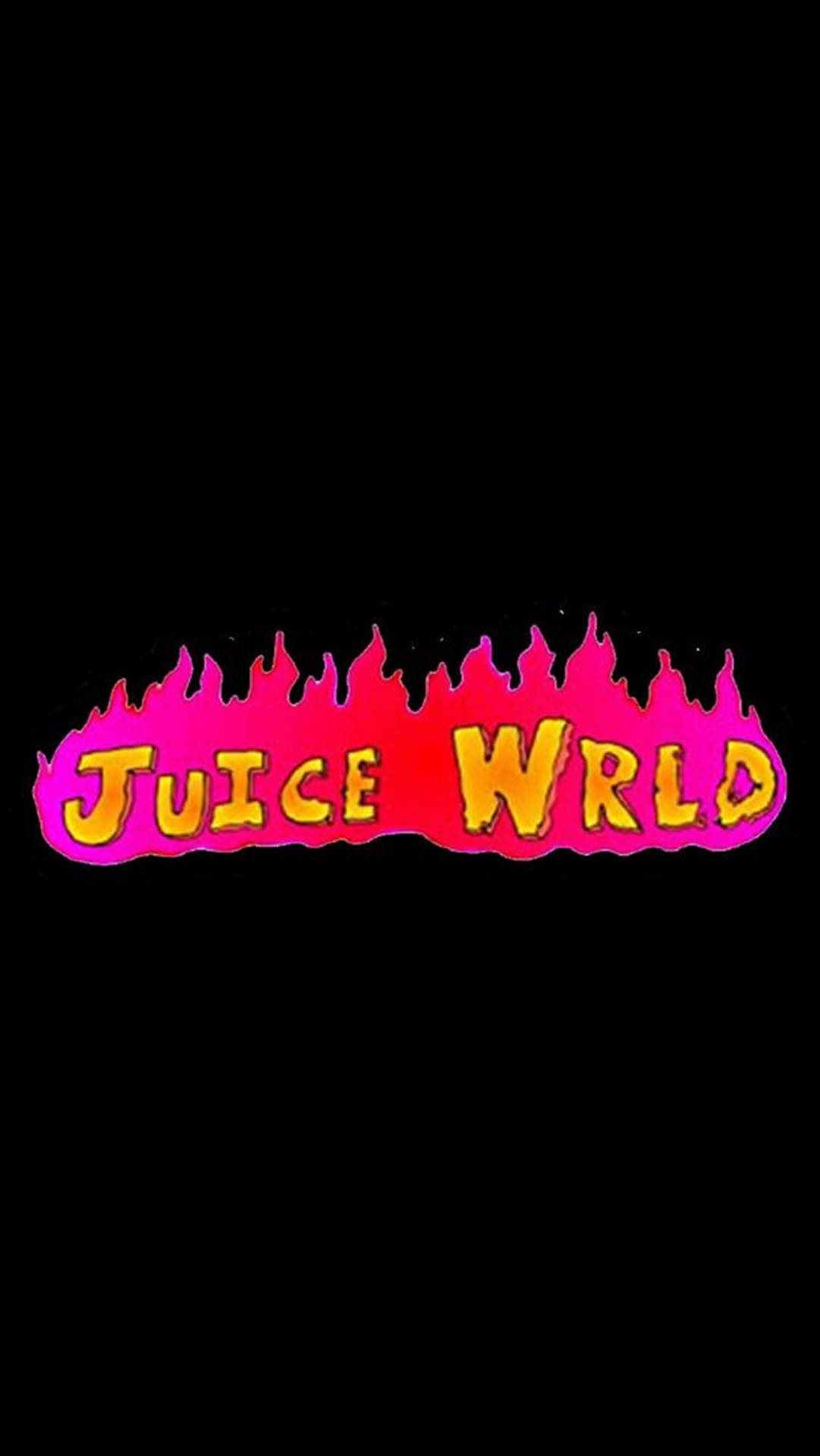 黑色背景上帶有滴落粉紅色火焰的Juice WRLD標誌。 — Juice Wrld 壁紙
