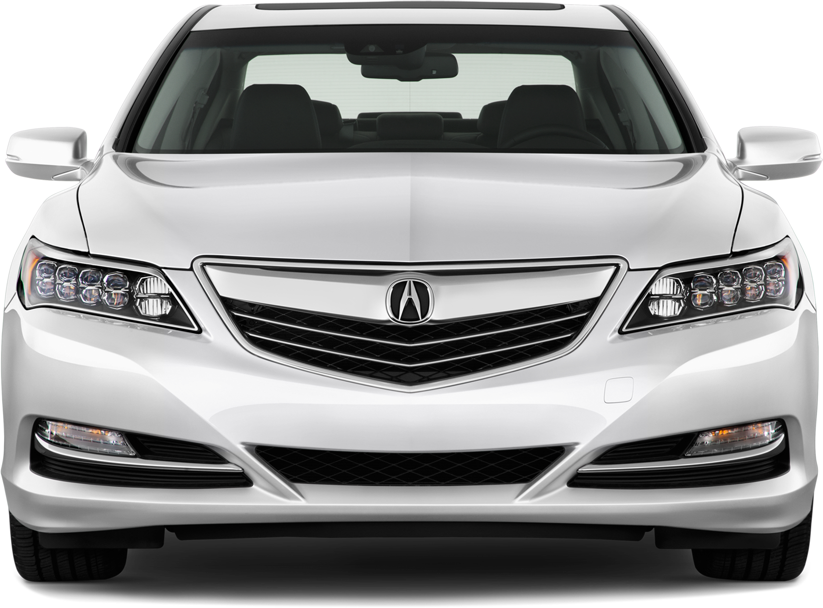 Acura 桌布 壁紙 — 黑色背景前，一輛時尚白色Acura轎車的正面視圖，配備鍍鉻格柵和鋒利的LED頭燈。