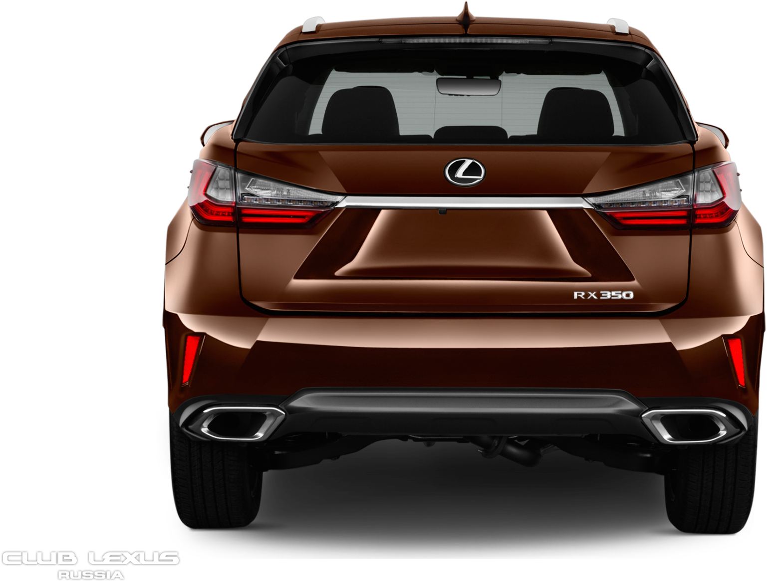 凌志 桌布 壁紙 — 黑色背景前，青銅色Lexus RX 350 SUV的後視圖，配備時尚尾燈和雙排氣管。