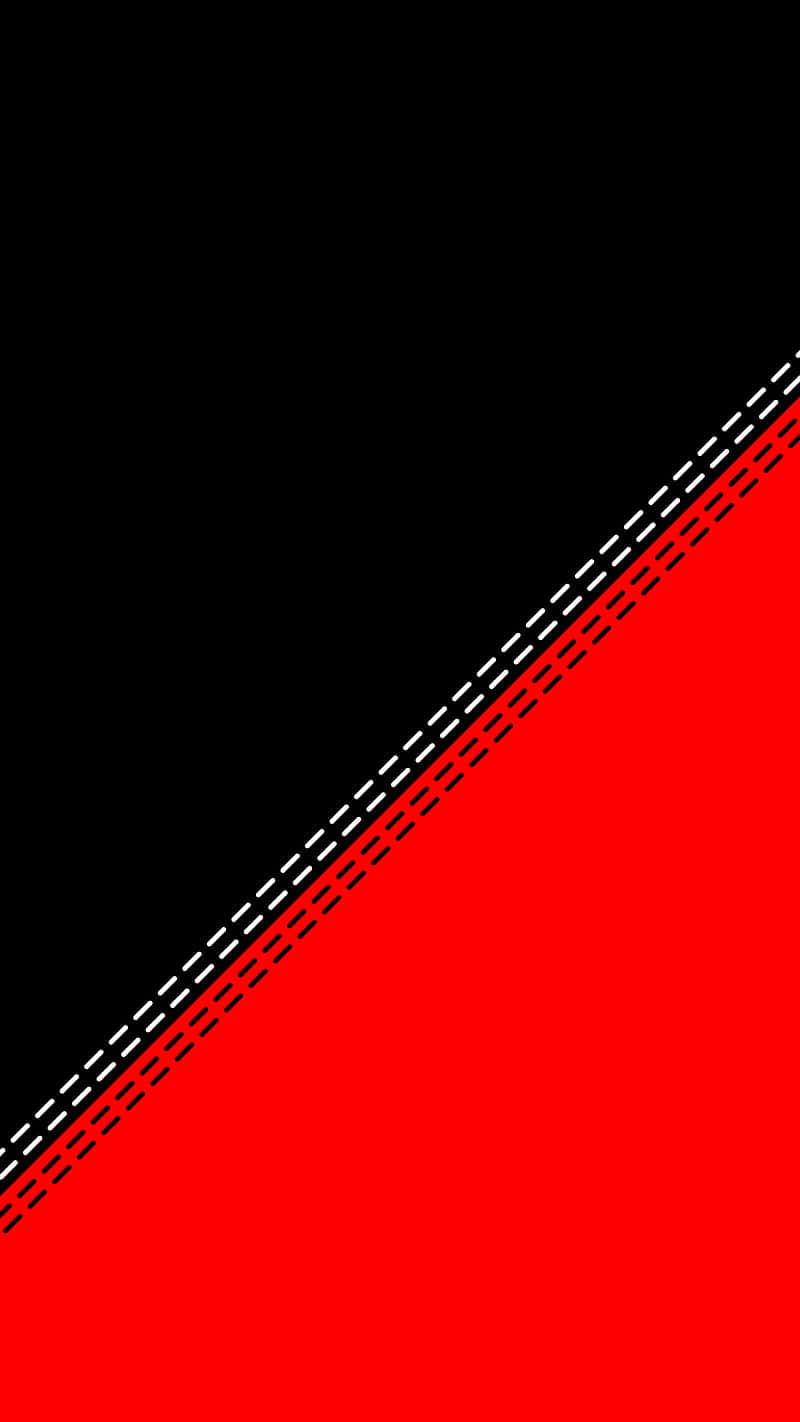 Red White And Black Abstract 桌布 壁紙 — 黑色與鮮紅色以白色虛線分隔的大膽斜向分割，營造出引人注目的圖形對比。