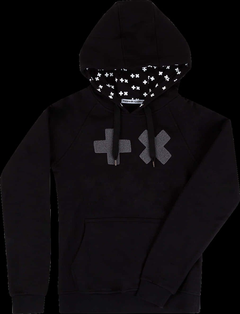 Black Hoodie 桌布 壁紙 — 黑色連帽上衣，帶灰色Under Armour標誌和白色十字圖案內襯帽兜。