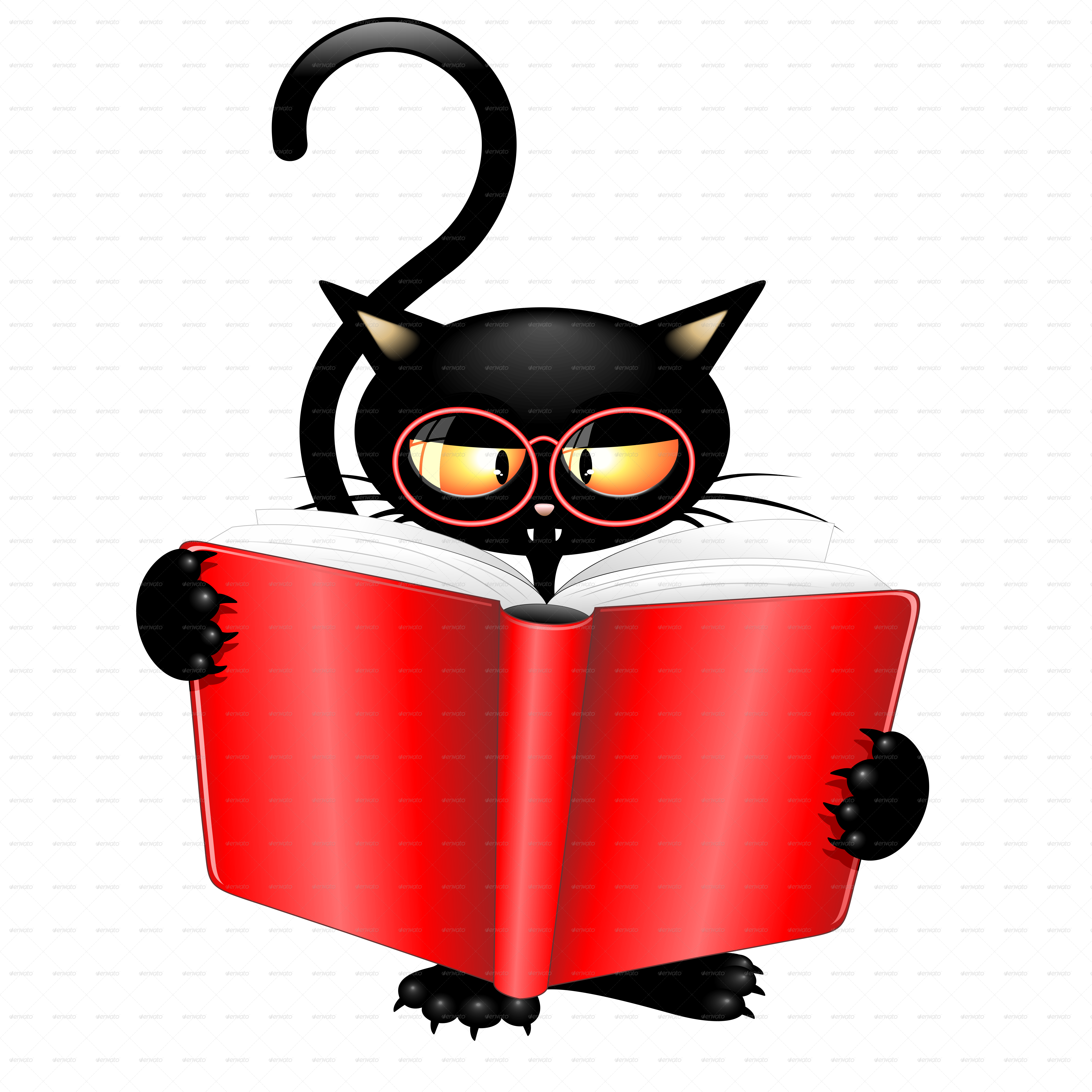 黑貓看書 壁紙