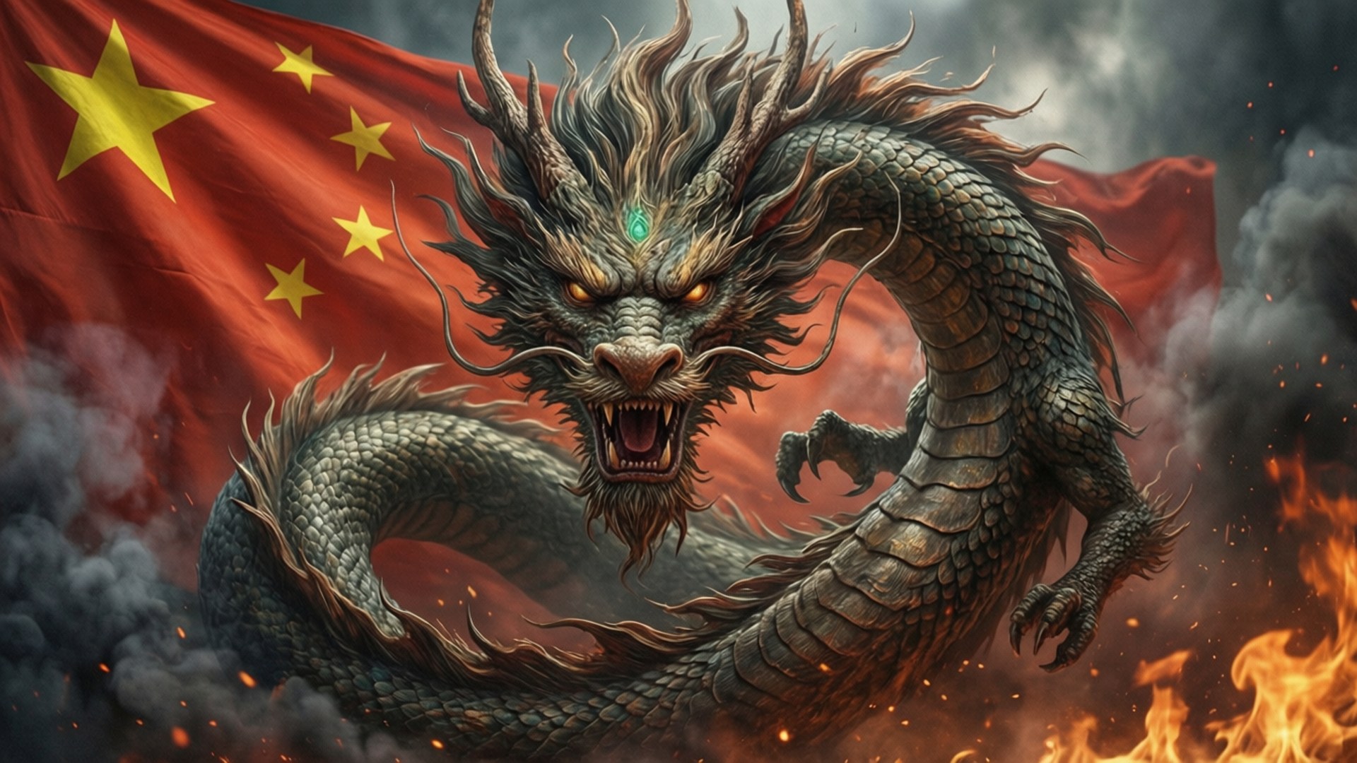 龍與旗幟 壁紙