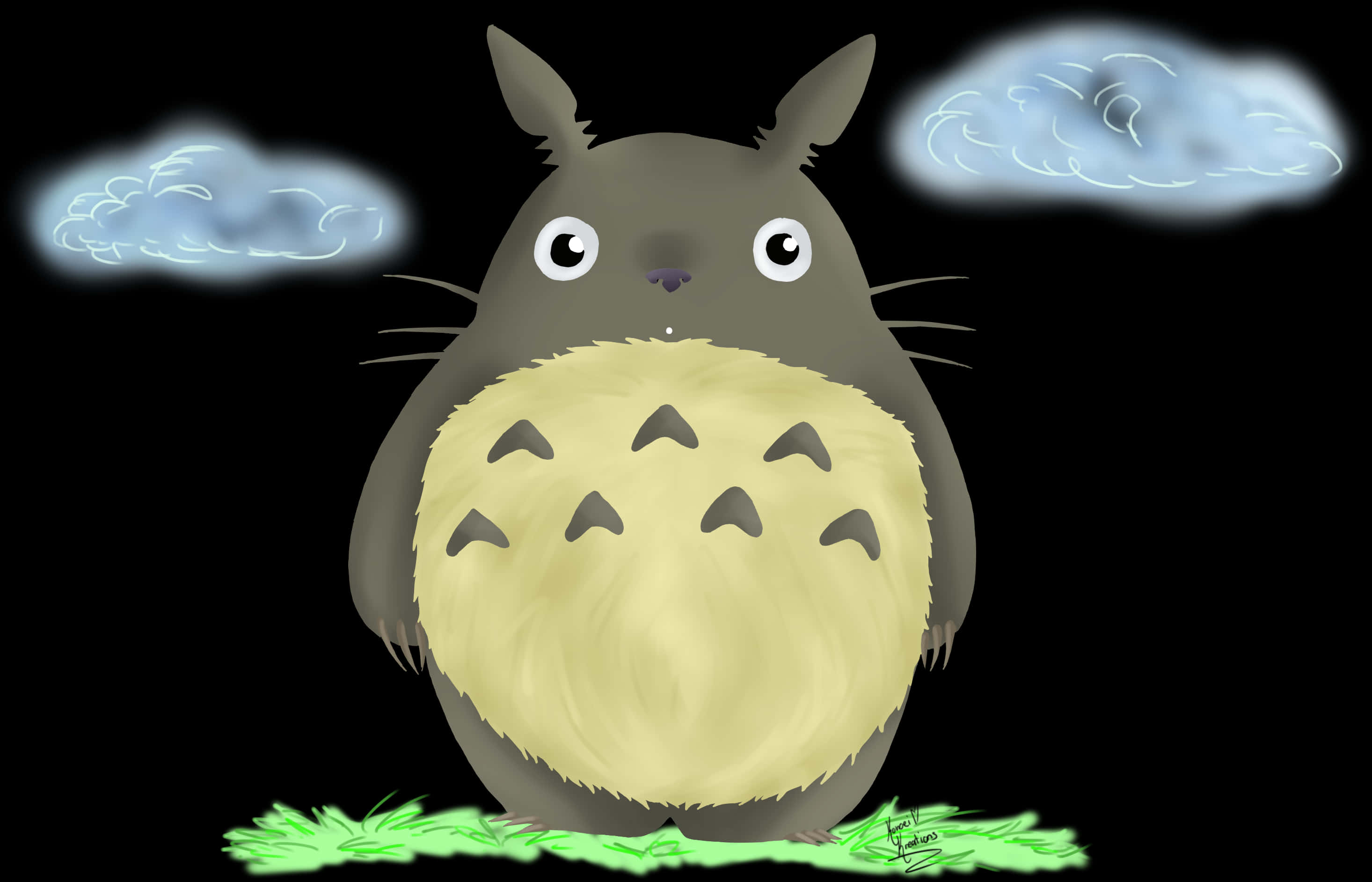 龍貓夜間插畫 壁紙