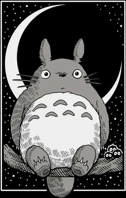龍貓月光插畫