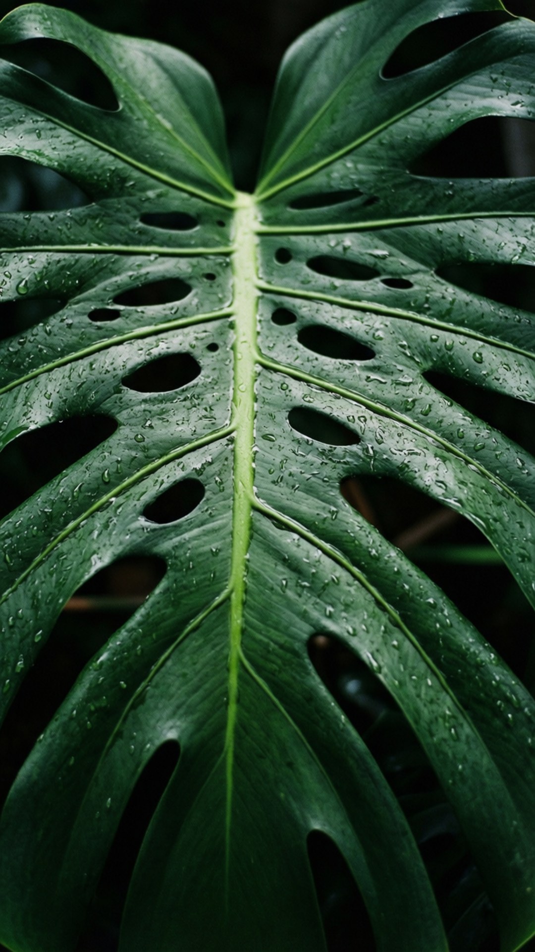 龜背芋雨滴 壁紙