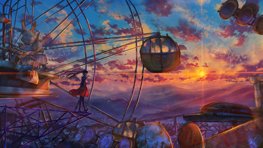 Ferris Wheel On Sunset 4K Painting