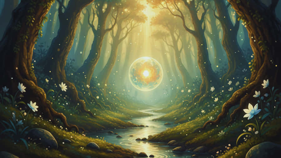 Enchanted Forest,Mystical River,Fantasy Landscape,Fairy Tale Nature,Morning Mist,4K Ultra HD,High Resolution,Cinematic Lighting,Digital Art,8K Wallpaper,Peaceful