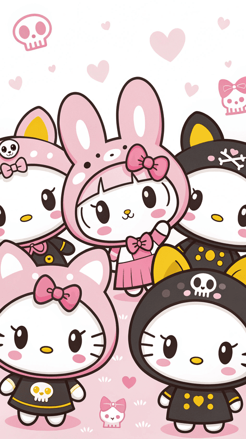 Hello Kitty,My Melody,Festive,Friends,Pink,Kawaii,Cute
